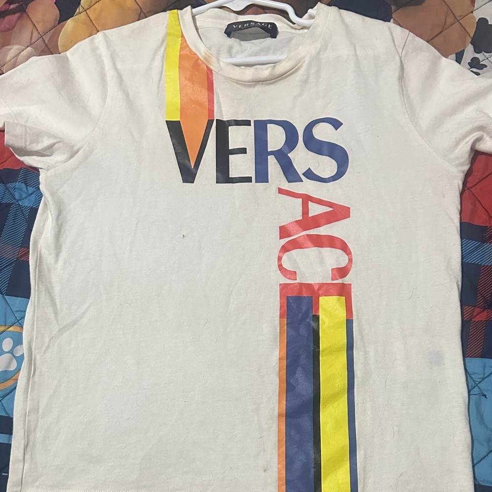 Versace White Tee with Vibrant Logo